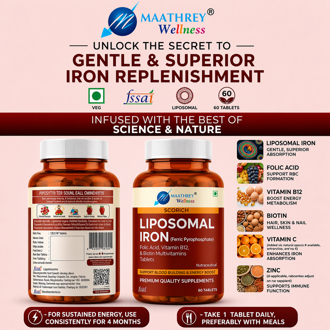 Scorich Liposomal Iron Tablets – For Blood Health & Energy Support