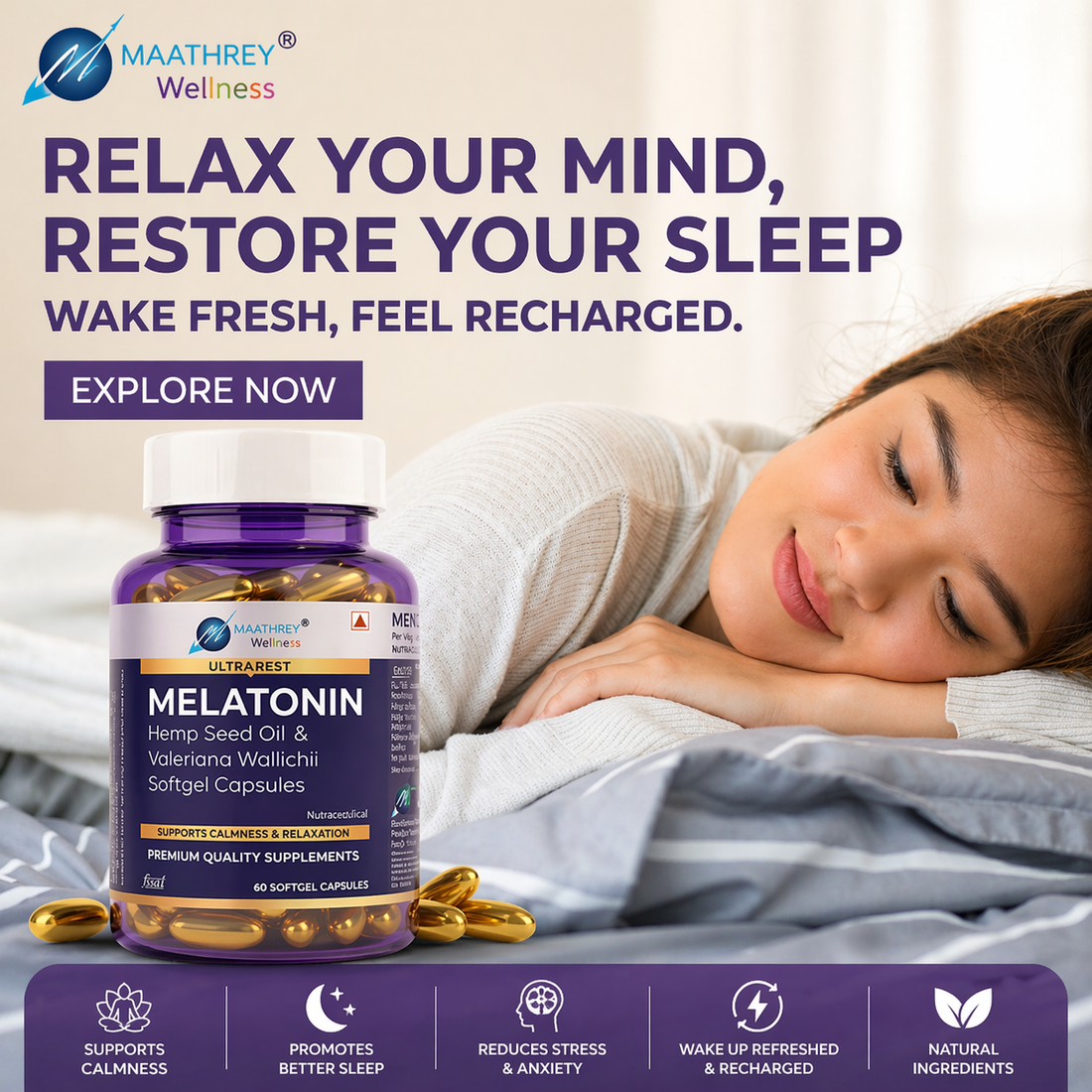 Ultrarest Melatonin Softgel Capsules – For Relaxation & Sleep Support