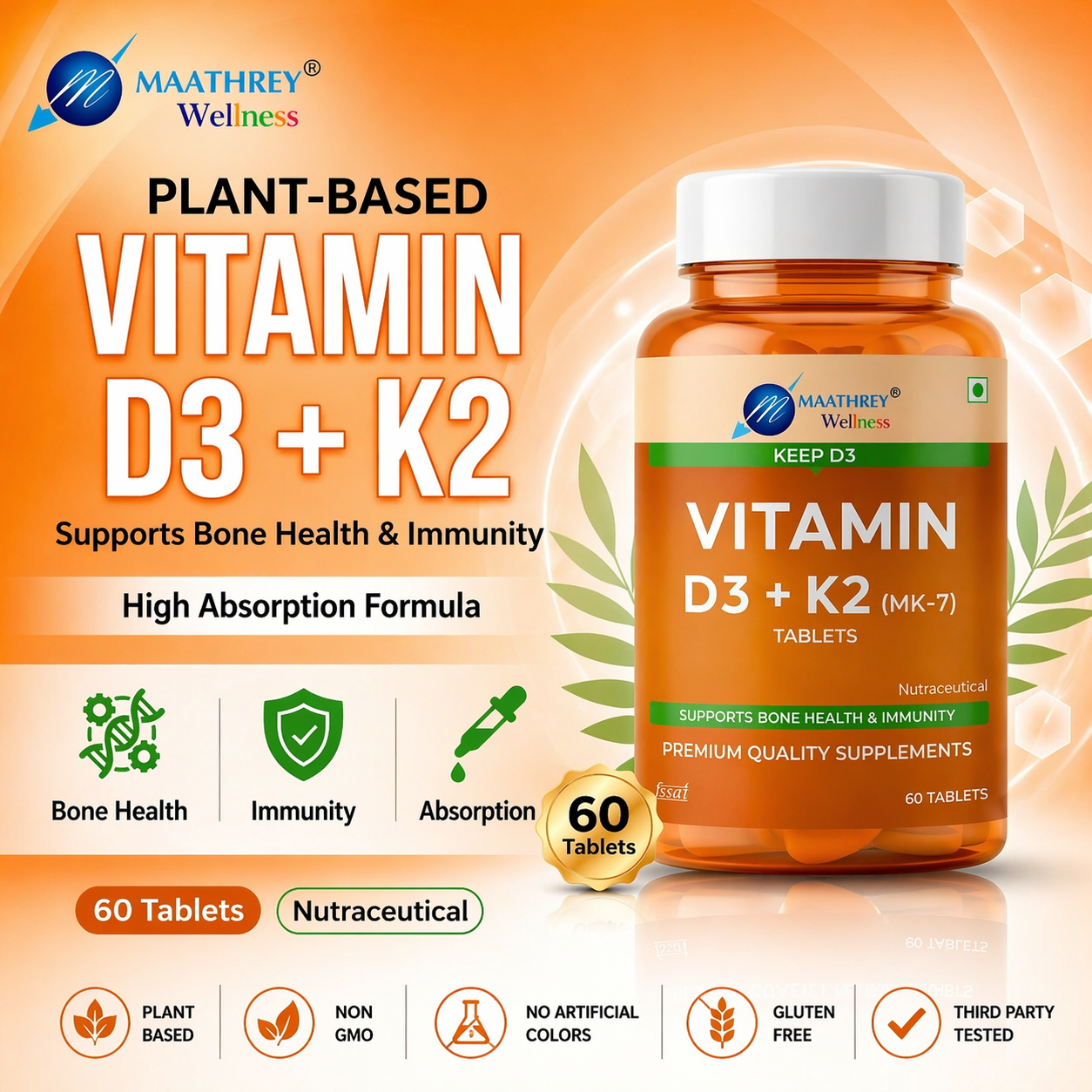 Keep D3 Vitamin D3 + K2 Tablets – For Bone Health & Immunity