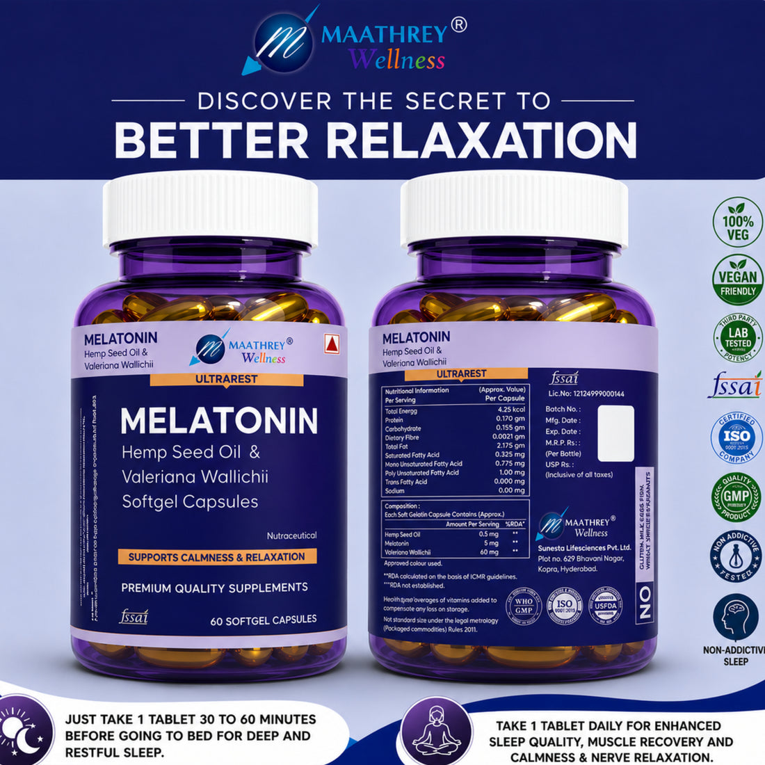 Ultrarest Melatonin Softgel Capsules – For Relaxation & Sleep Support