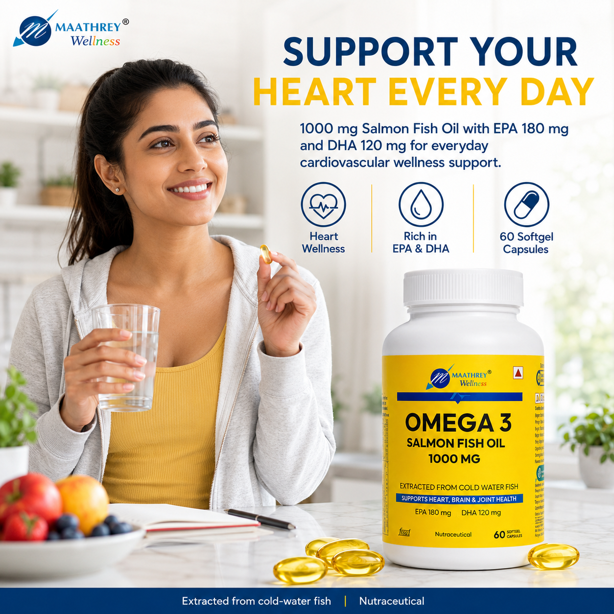 Omega 3 Salmon Fish Oil 1000 mg – Heart, Brain & Joint Support